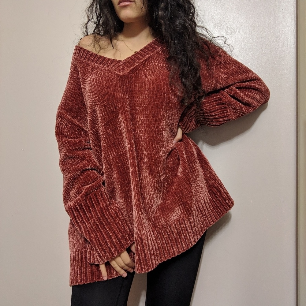 Women's Cozy Ribbed Sweater - Rust - Picture 2 of 5